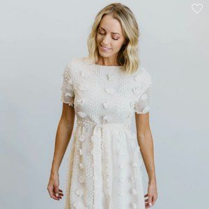 Polagram Cream Floral Pom Midi Dress Large